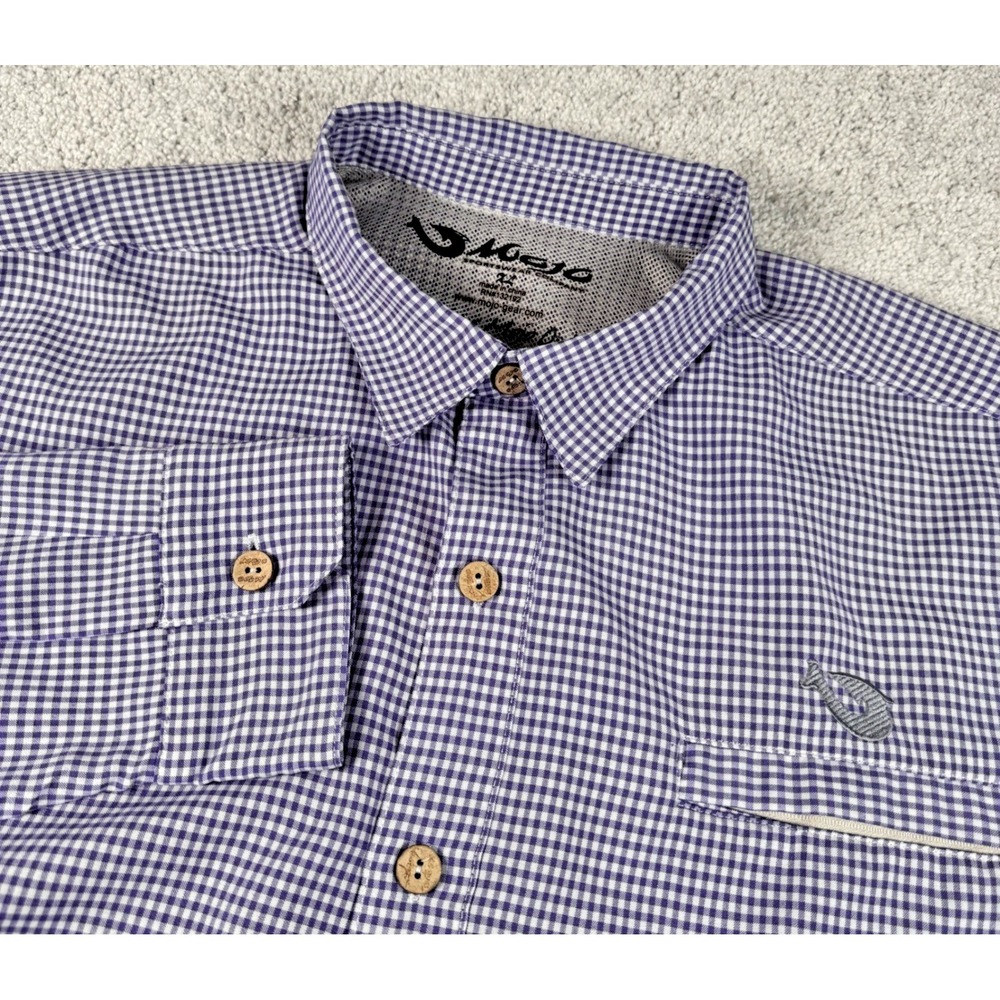 Mojo Sportswear Gingham Check Long Sleeve Fishing Shirt Mens XL Purple White